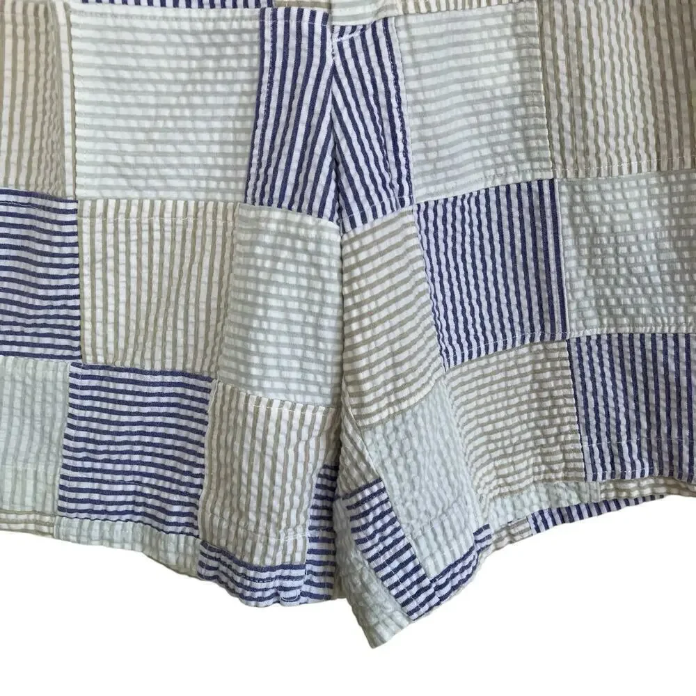Berle Vintage Seersucker Cotton Madras Plaid Pleated Chino Shorts Preppy Sz 34